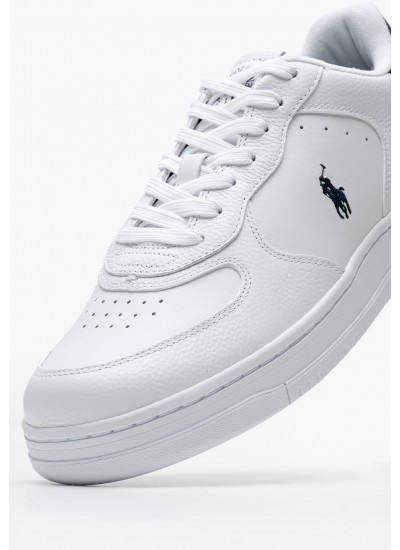 Men Casual Shoes Masters White Leather Ralph Lauren