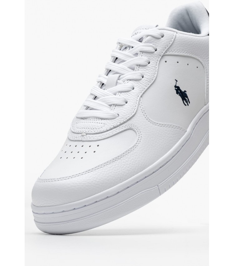 Men Casual Shoes Masters White Leather Ralph Lauren