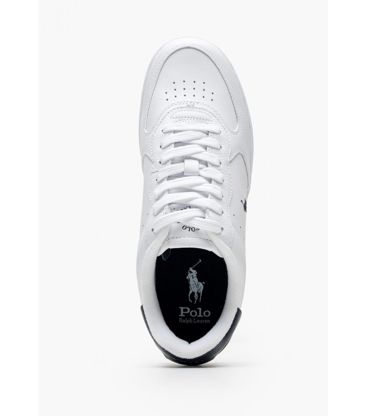 Men Casual Shoes Masters White Leather Ralph Lauren