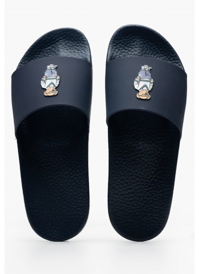 Men Flip Flops & Sandals Polo.Slide Blue Rubber Ralph Lauren