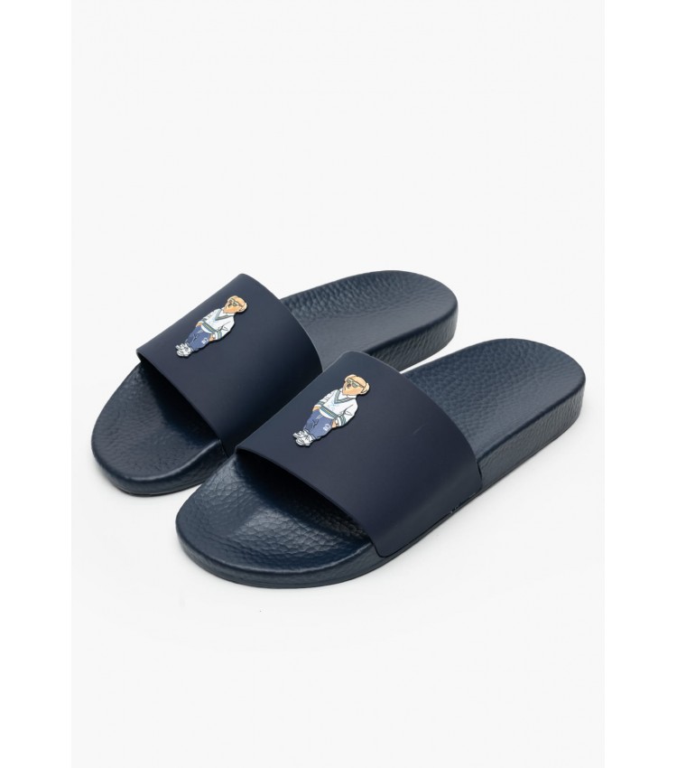 Men Flip Flops & Sandals Polo.Slide Blue Rubber Ralph Lauren