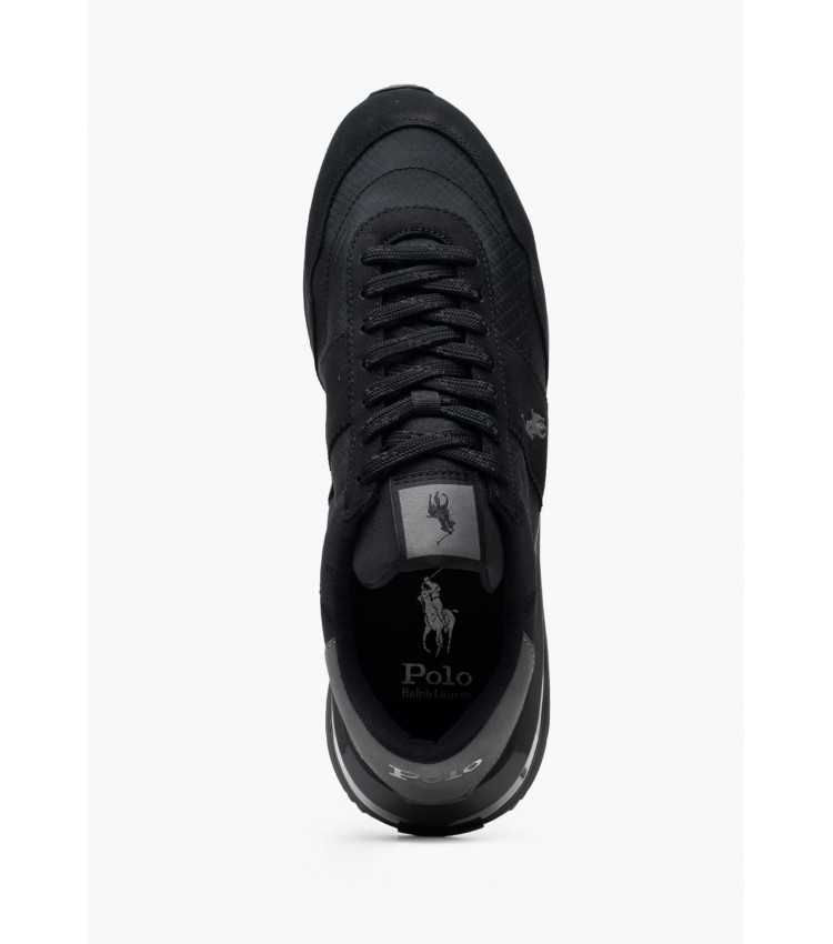 Men Casual Shoes Train89.Low Black Leather-Fabric Ralph Lauren