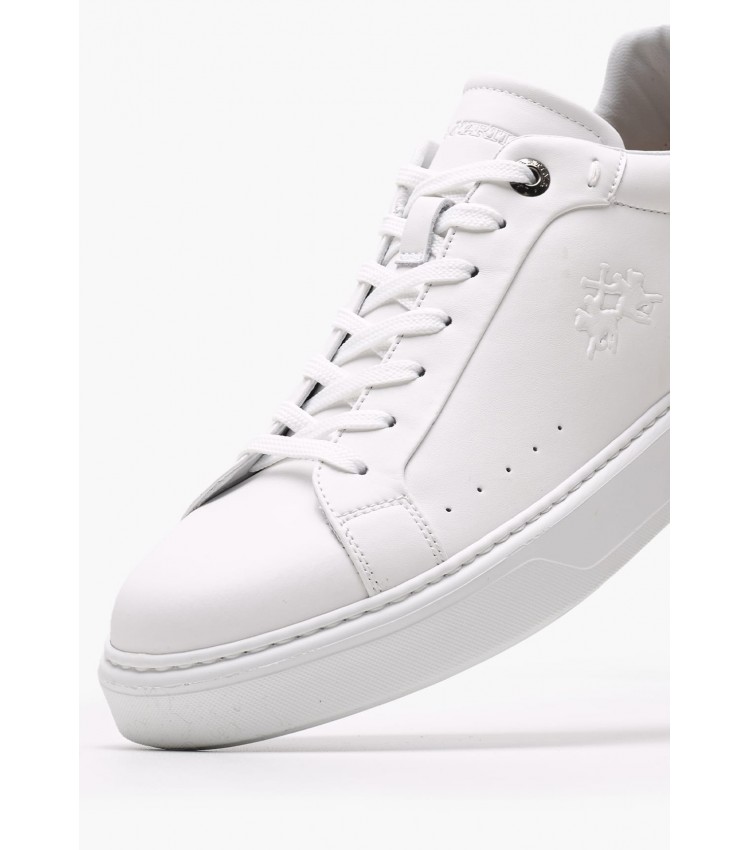 Men Casual Shoes 251001 White Leather La Martina