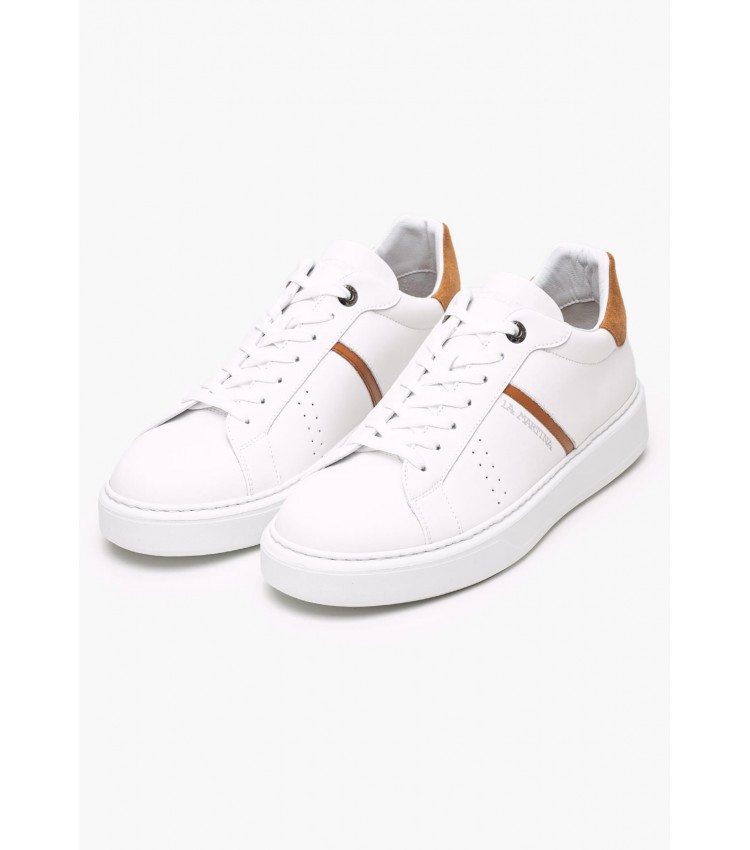 Men Casual Shoes 251003 White Leather La Martina