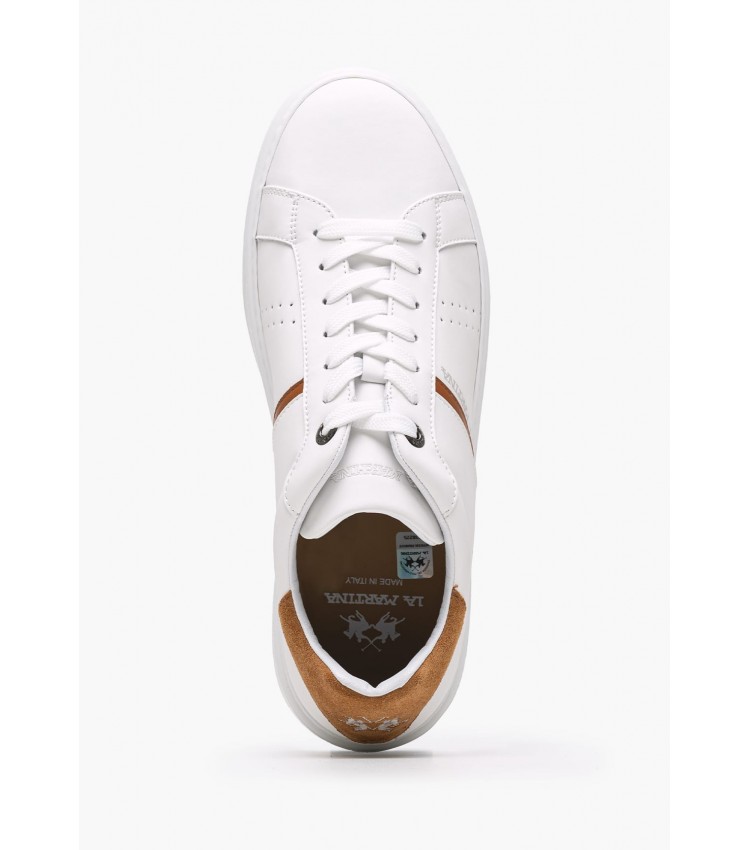 Men Casual Shoes 251003 White Leather La Martina