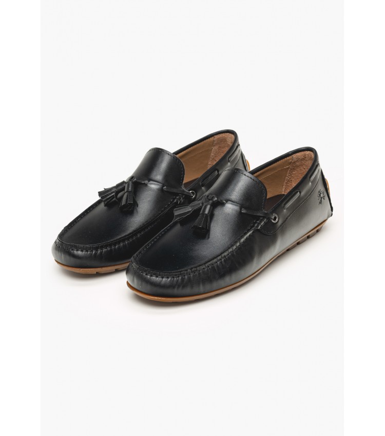 Men Moccasins 251061 Black Leather La Martina