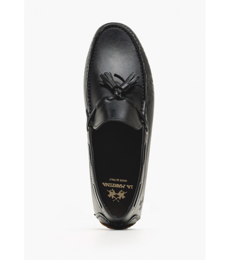 Men Moccasins 251061 Black Leather La Martina