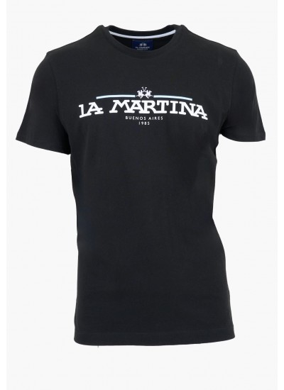 Men T-Shirts Mar304.Jersey Black Cotton La Martina