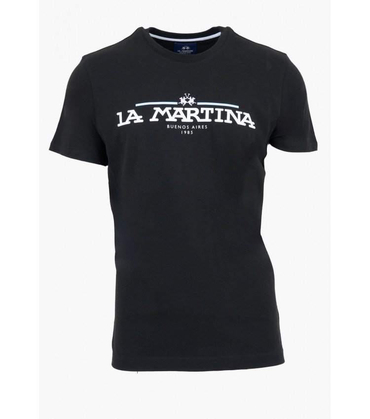 Men T-Shirts Mar304.Jersey Black Cotton La Martina