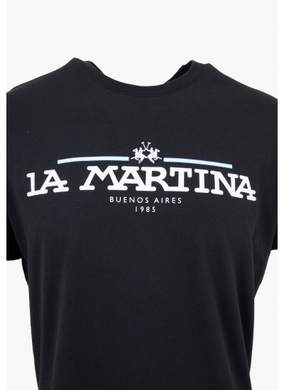 Men T-Shirts Mar304.Jersey Black Cotton La Martina