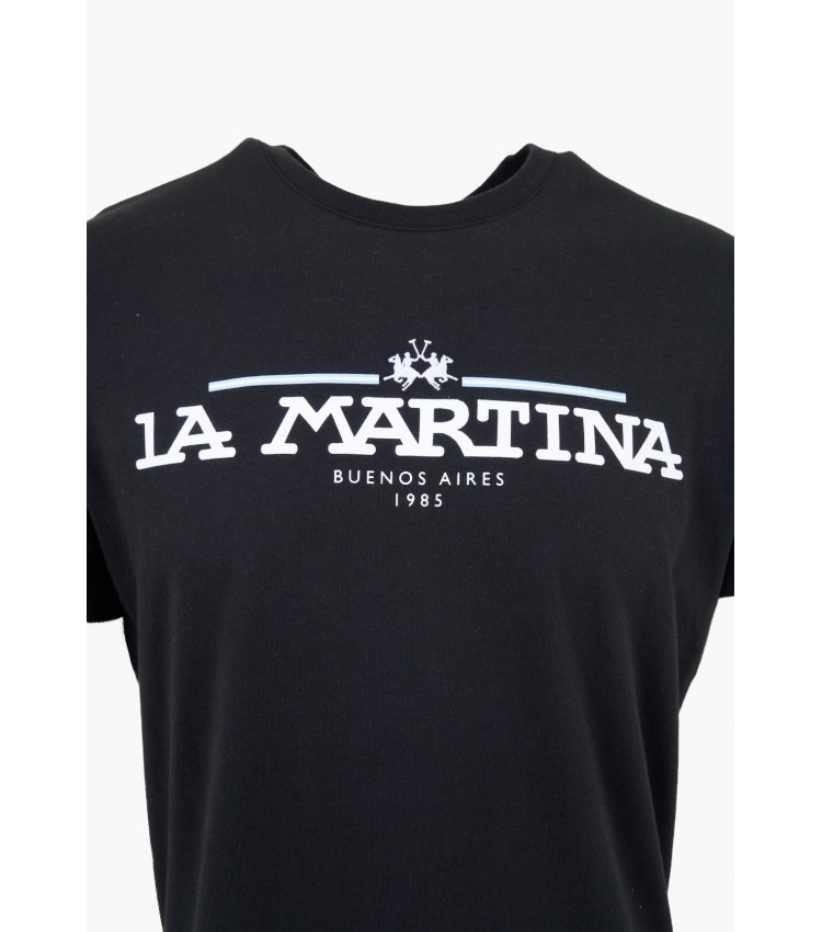 Men T-Shirts Mar304.Jersey Black Cotton La Martina