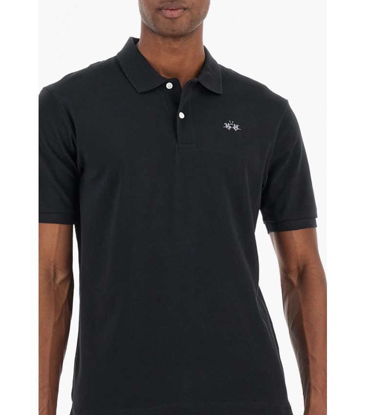 Men T-Shirts Small.Jersey,Polo Black Cotton La Martina