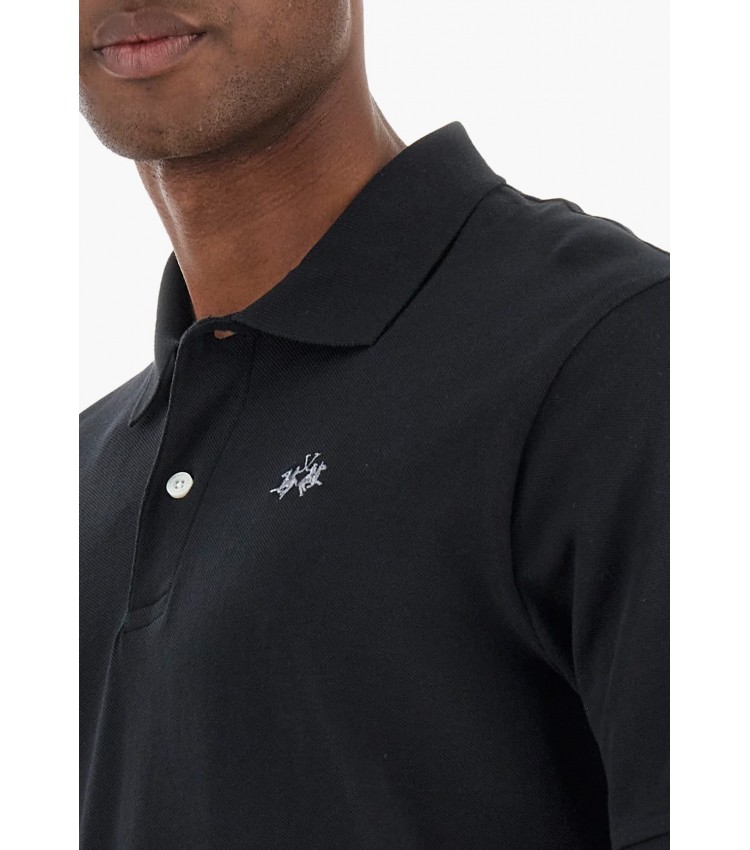 Men T-Shirts Small.Jersey,Polo Black Cotton La Martina