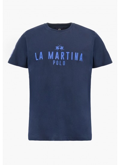 Men T-Shirts Ss.Shirt.Jersey DarkBlue Cotton La Martina