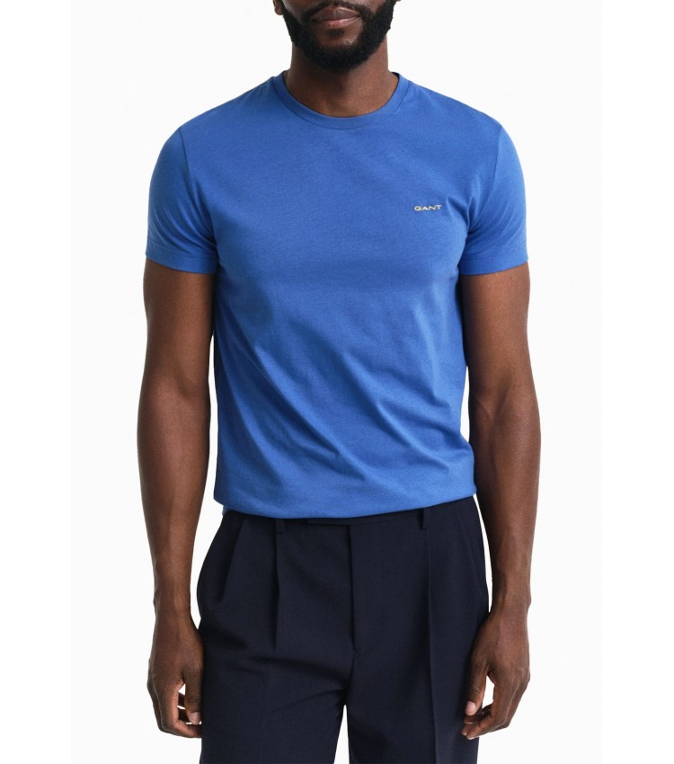 Men T-Shirts Con.Trast Blue Cotton GANT