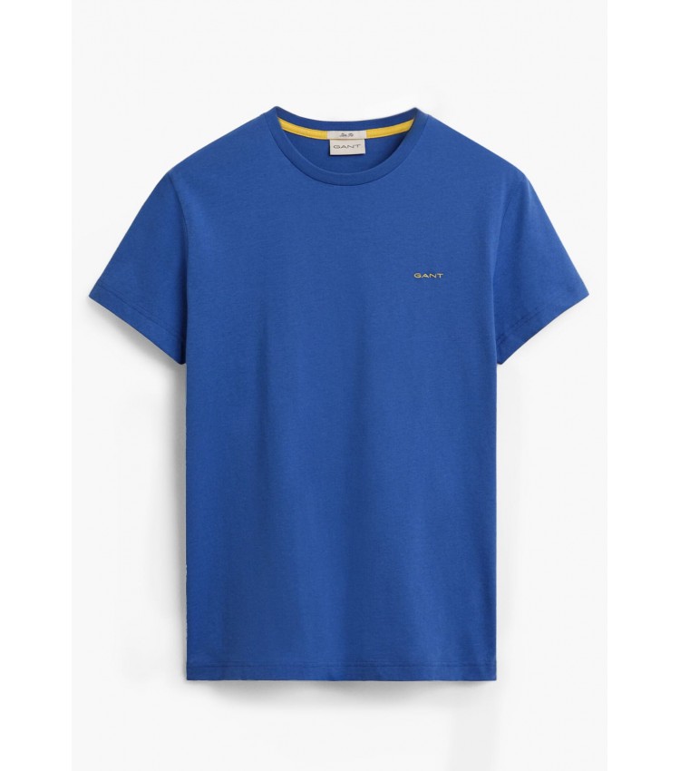 Men T-Shirts Con.Trast Blue Cotton GANT