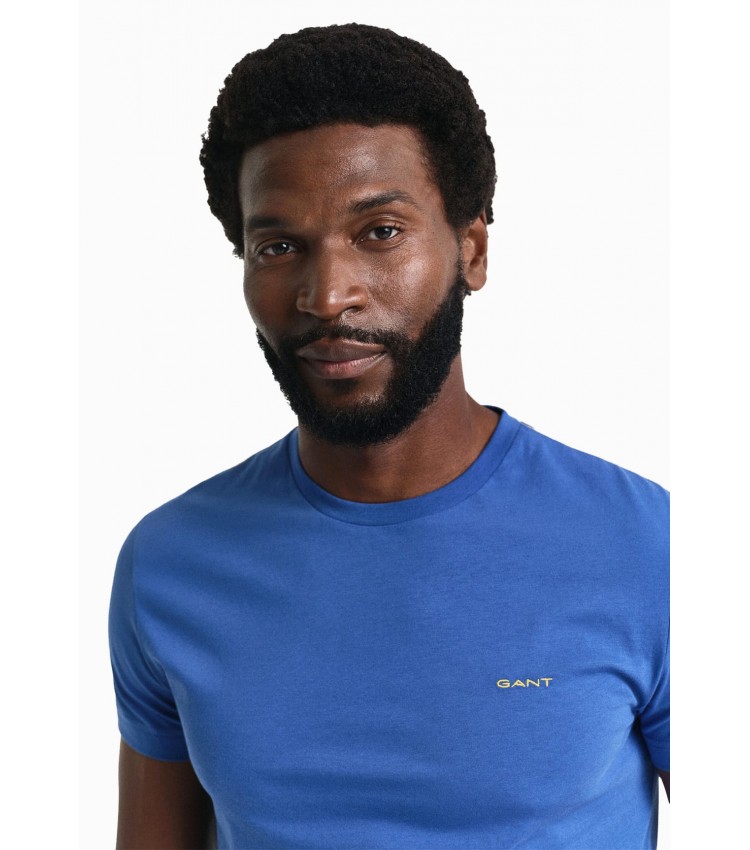 Men T-Shirts Con.Trast Blue Cotton GANT