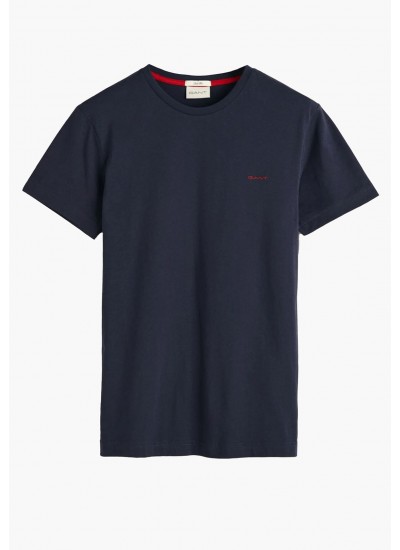 Men T-Shirts Con.Trast DarkBlue Cotton GANT