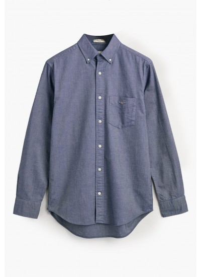 Men Shirts Oxford.Shirt Blue Cotton GANT