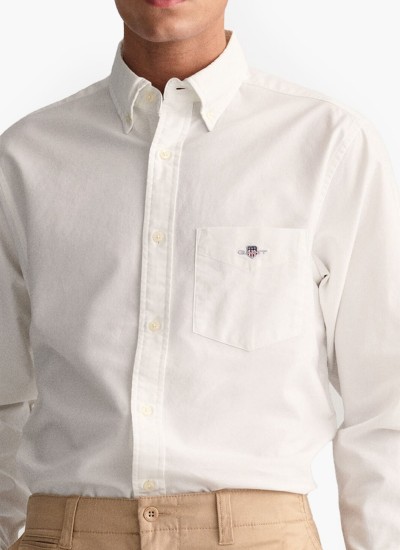 Ανδρικά Πουκάμισα Oxford.Shirt Μπλέ Ανοιχτό Βαμβάκι GANT