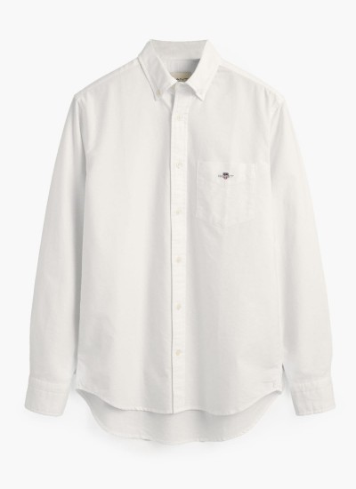 Ανδρικά Πουκάμισα Oxford.Shirt Μπλέ Ανοιχτό Βαμβάκι GANT