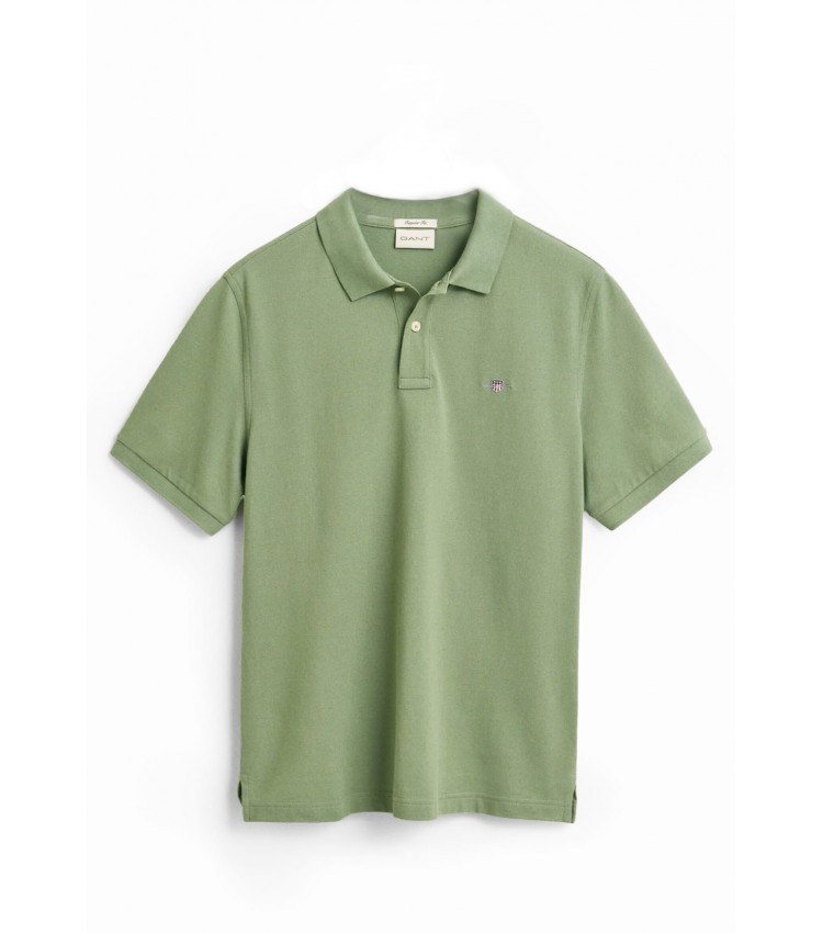 Men T-Shirts Polo.Original.M.2 Green Cotton GANT