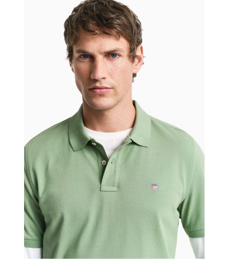 Men T-Shirts Polo.Original.M.2 Green Cotton GANT