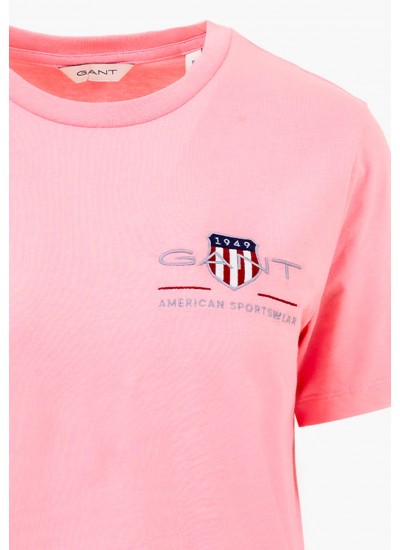 Women T-Shirts - Tops Reg.Archive Pink Cotton GANT