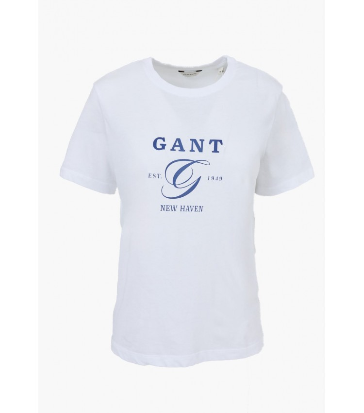 Women T-Shirts - Tops Reg.Graphic White Cotton GANT