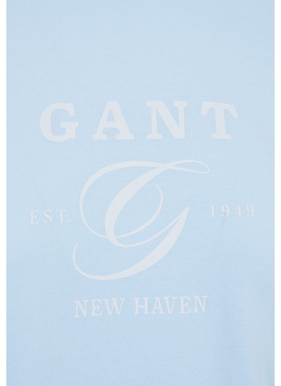 Women T-Shirts - Tops Reg.Graphic LightBlue Cotton GANT