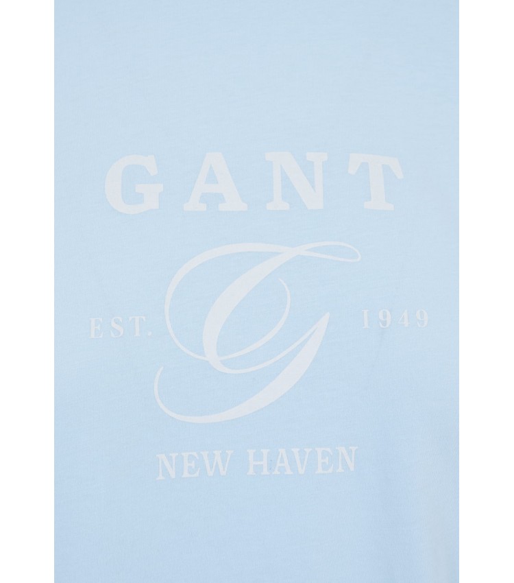 Women T-Shirts - Tops Reg.Graphic LightBlue Cotton GANT