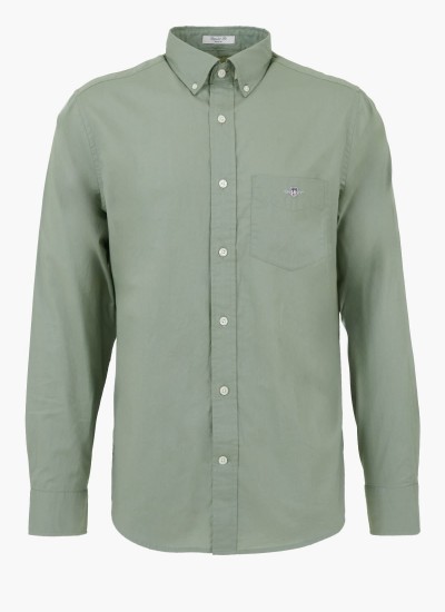 Ανδρικά Πουκάμισα Oxford.Shirt Μπλέ Ανοιχτό Βαμβάκι GANT