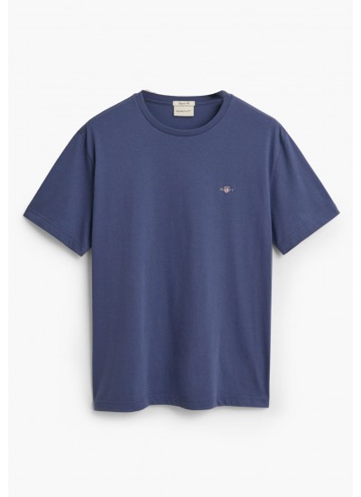 Men T-Shirts Reg.Ss.Nv Blue Cotton GANT