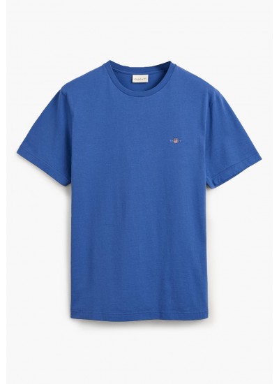 Men T-Shirts Reg.Ss2 Blue Cotton GANT