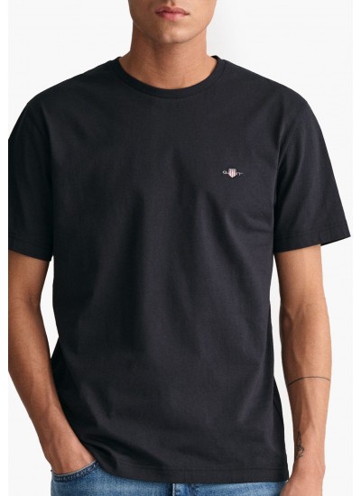 Men T-Shirts Reg.Ss Black Cotton GANT