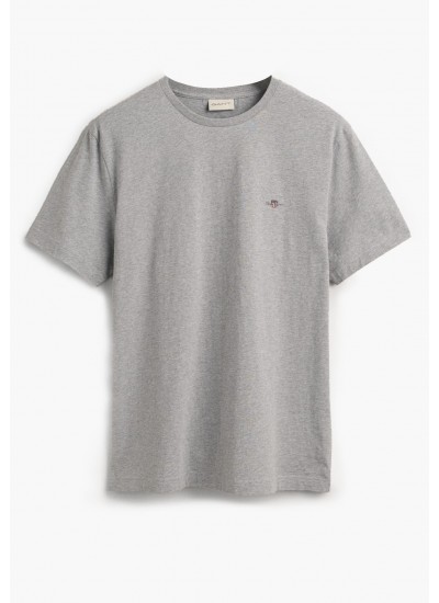 Men T-Shirts Reg.Ss Grey Cotton GANT