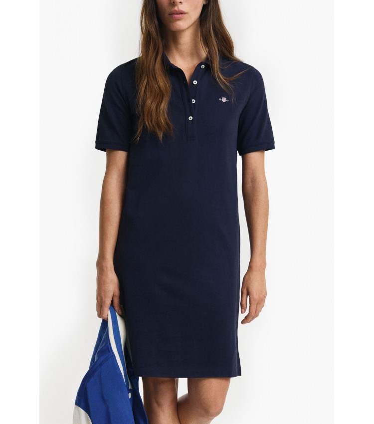 Women Dresses - Bodysuits Shield.Dress DarkBlue Cotton GANT