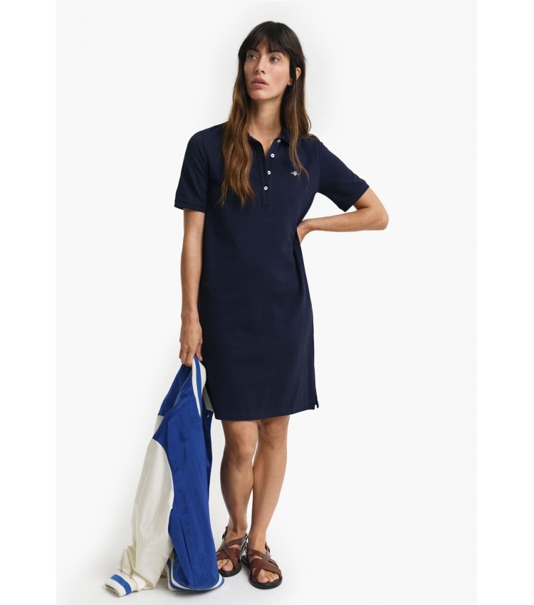 Women Dresses - Bodysuits Shield.Dress DarkBlue Cotton GANT