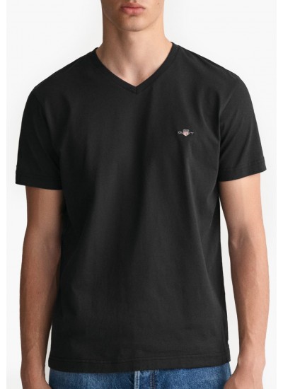 Men T-Shirts Shield.V Black Cotton GANT