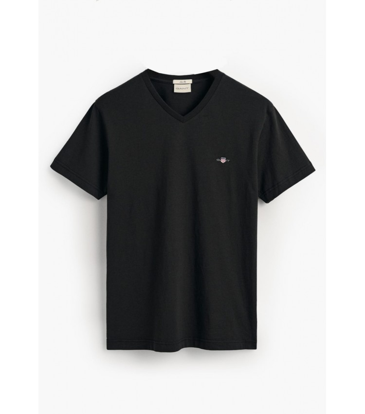 Men T-Shirts Shield.V Black Cotton GANT