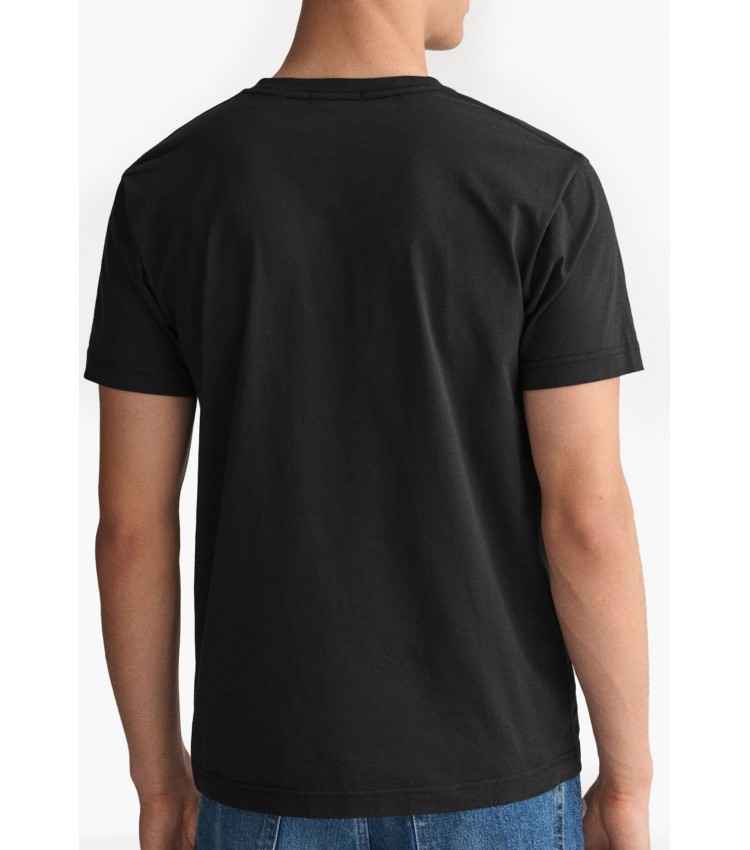 Men T-Shirts Shield.V Black Cotton GANT