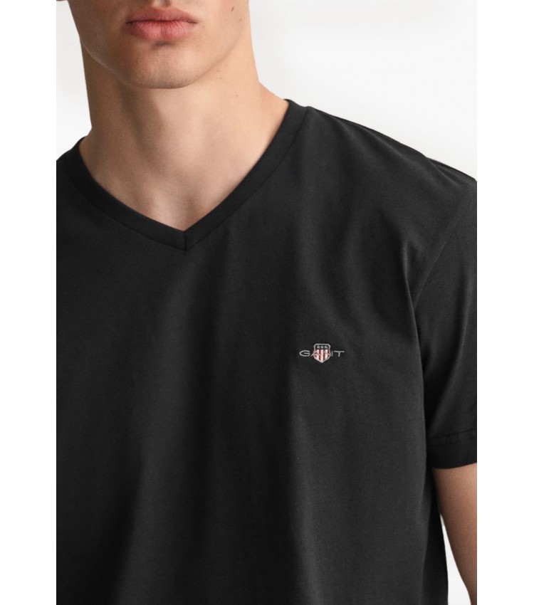 Men T-Shirts Shield.V Black Cotton GANT