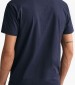 Men T-Shirts Shield.V DarkBlue Cotton GANT