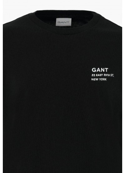 Men T-Shirts Small.Graphic Black Cotton GANT