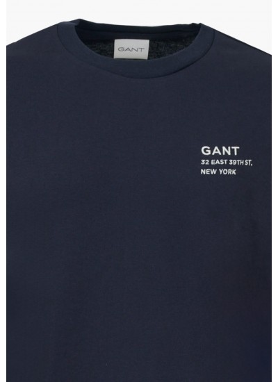 Men T-Shirts Small.Graphic DarkBlue Cotton GANT