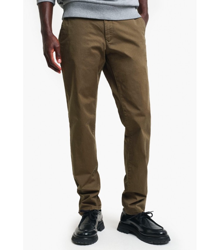 Ανδρικά Παντελόνια Twill.Chino.Br Καφέ Βαμβάκι GANT