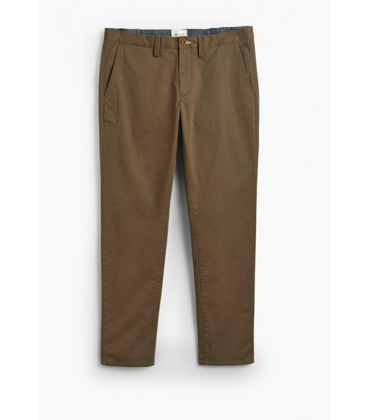 Ανδρικά Παντελόνια Twill.Chino.Br Καφέ Βαμβάκι GANT