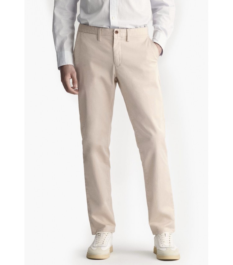 Ανδρικά Παντελόνια Twill.Chino Μπεζ Βαμβάκι GANT