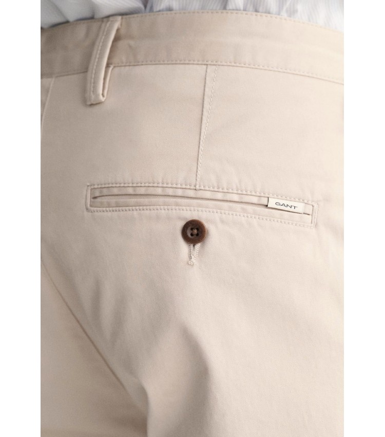 Ανδρικά Παντελόνια Twill.Chino Μπεζ Βαμβάκι GANT