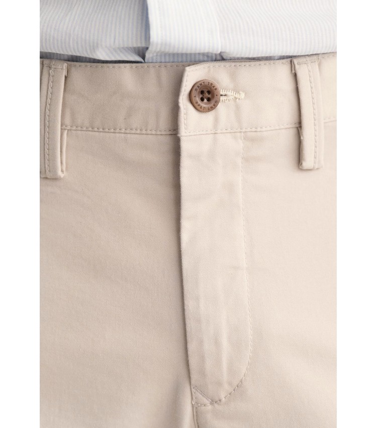 Ανδρικά Παντελόνια Twill.Chino Μπεζ Βαμβάκι GANT